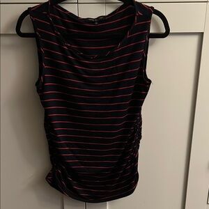 Women's Black and Red Striped Top
